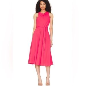 Amanda Uprichard Elondra Sleeveless Midi Dress in Electric Rouge Pink Sz XS